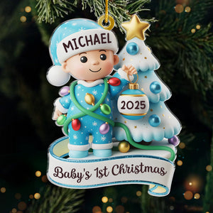 Décoration acrylique personnalisée - Cadeaux de naissance personnalisés pour les nouvelles mamans, les nouveaux papas et les nouveaux parents - Bas, neige et rires de bébé
