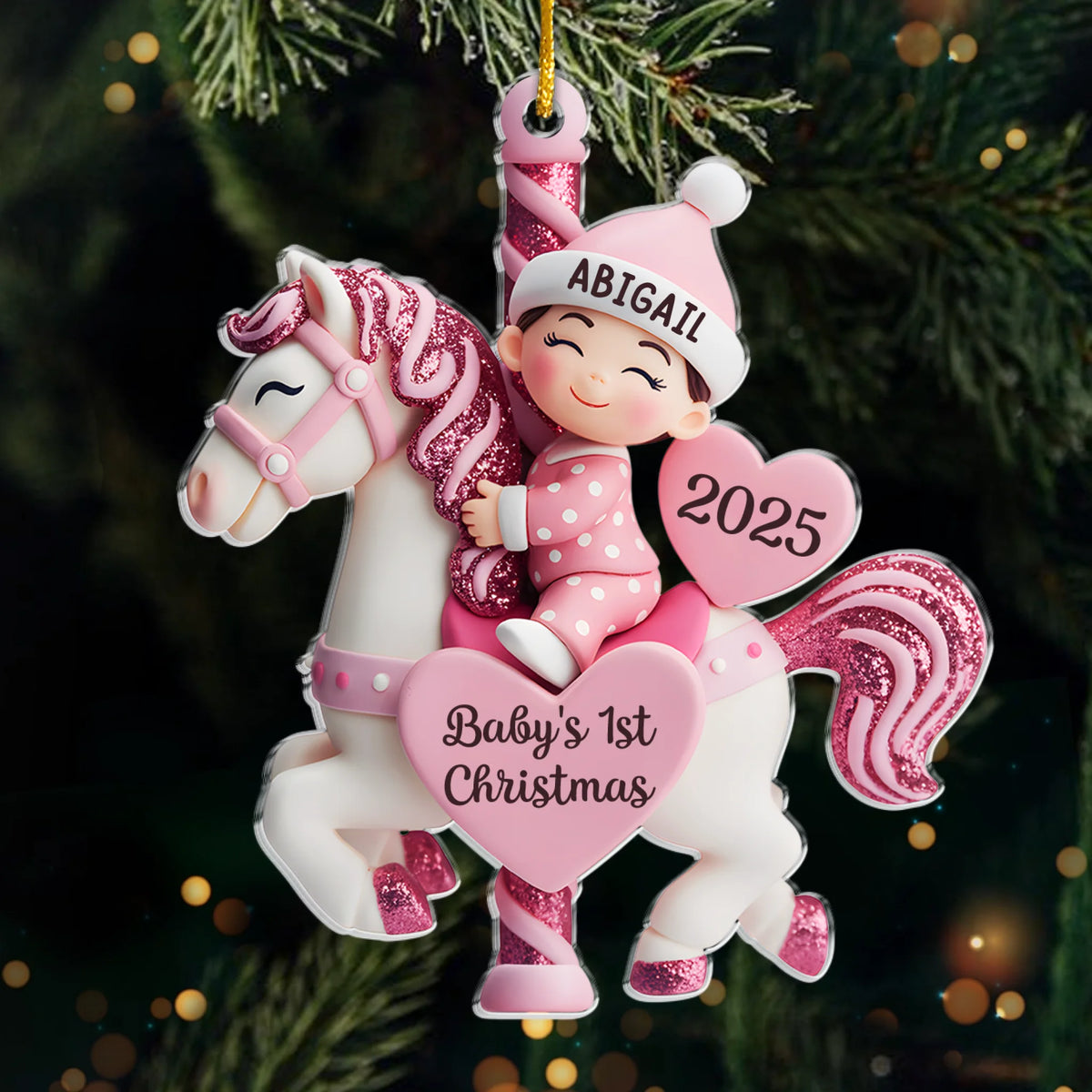 Décoration acrylique personnalisée - Cadeau de naissance personnalisé pour les nouvelles mamans, les nouveaux papas et les nouveaux parents - Love At First Sleigh