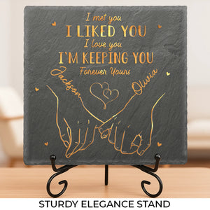 Mon cœur est parfait parce que tu es à l'intérieur - Pierre carrée personnalisée pour couple avec support - Cadeau pour mari et femme, anniversaire