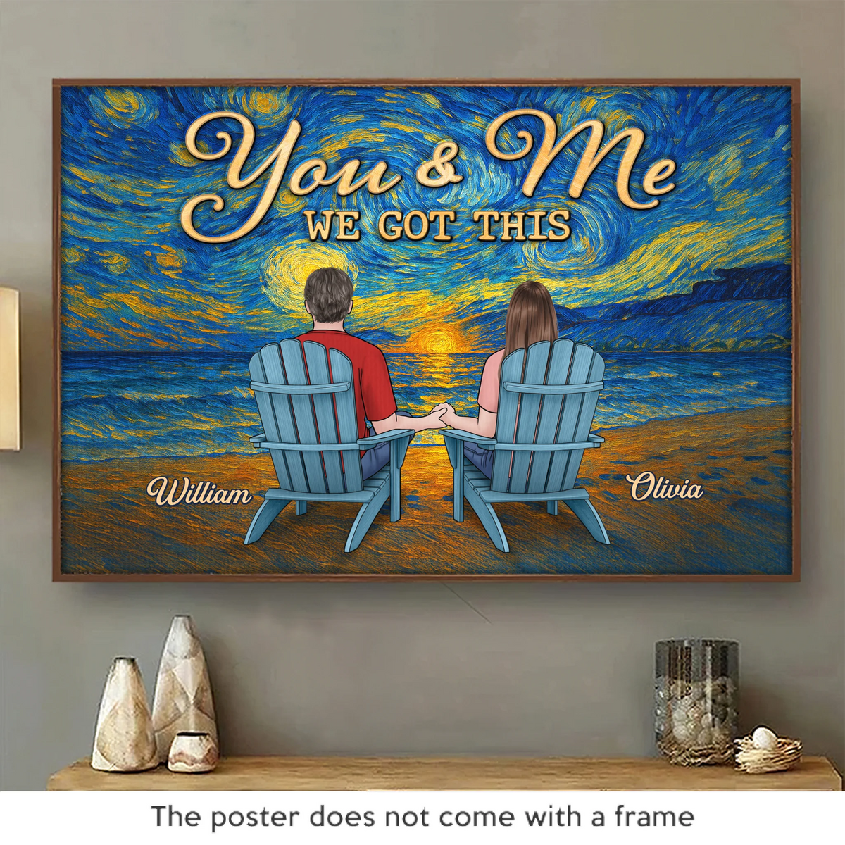 Affiche horizontale personnalisée - Cadeaux d'anniversaire de mariage personnalisés pour mari et femme, lui et elle - Toujours ma vue préférée