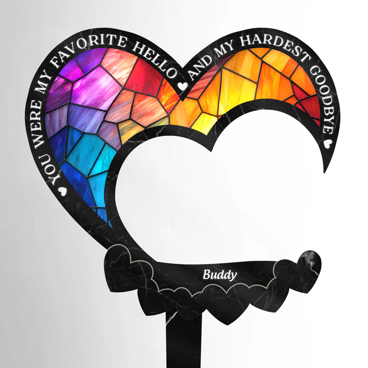 Le paradis a gagné un ange poilu - Piquet de jardin en acrylique personnalisé en forme de vitrail - Cadeau de condoléances pour les propriétaires et les amoureux des animaux
