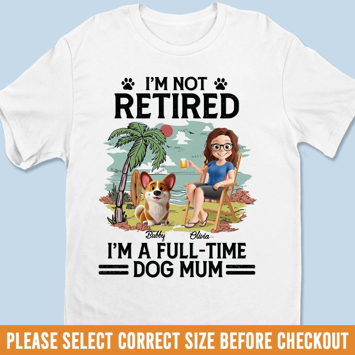 T-shirt unisexe personnalisé, t-shirt premium, sweat à capuche – Cadeaux de retraite personnalisés pour femmes, hommes, papas et mamans de chiens – Pas à la retraite, juste maman de chiens