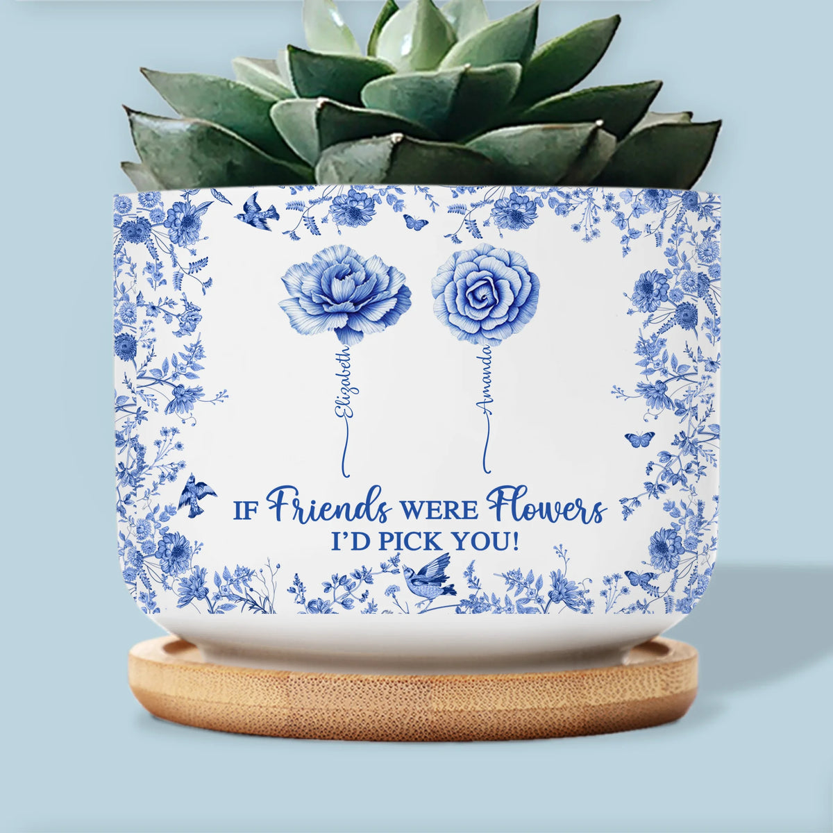 Custom Home Decor Ceramic Plant Pot - Personalized Best Friend Birthday Gifts For Women - Time Nurtures Everlasting Bonds