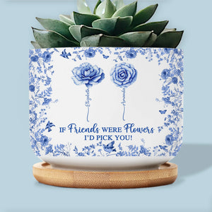 Custom Home Decor Ceramic Plant Pot - Personalized Best Friend Birthday Gifts For Women - Time Nurtures Everlasting Bonds