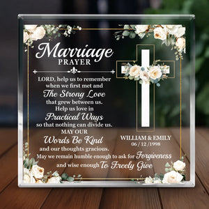 Custom Square Shaped Acrylic Plaque - Personalized   Anniversary Wedding Gifts For Husband And Wife, Him And Her, All Believers, Jesus Lovers - Rooted In Love
