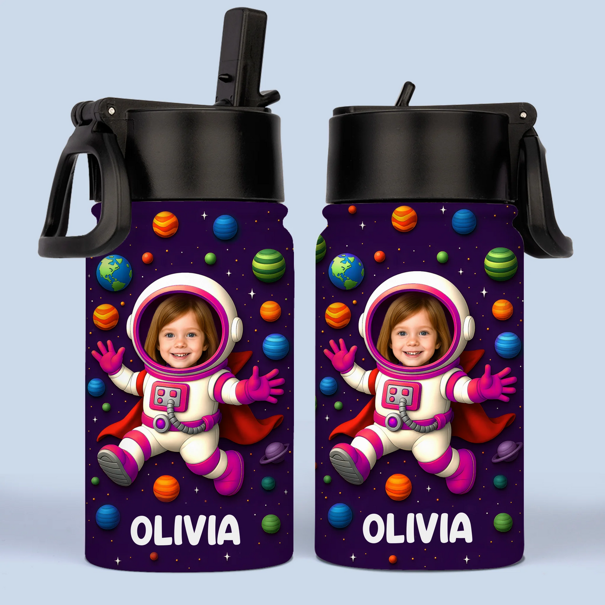 Gourde personnalisée avec photo et effet gonflant en 3D pour enfants – Cadeaux de rentrée scolaire personnalisés pour enfants – Dreams Launch Beyond The Stars
