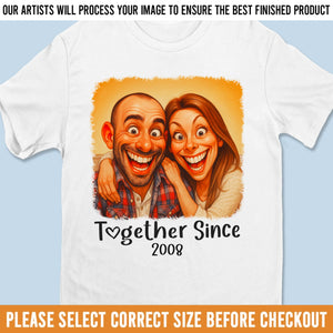 Custom Photo Funny Caricature Unisex T-shirt, Premium T-shirt, Hoodie - Personalized Anniversary Wedding Gifts For Husband And Wife, Him And Her - No Givebacks, Just Give Love