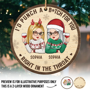 Custom Double Layer Wooden Ornament - Personalized Best Friend Christmas Birthday Gifts For Women, Besties, Sisters, BFF - My Partner in Crime Always