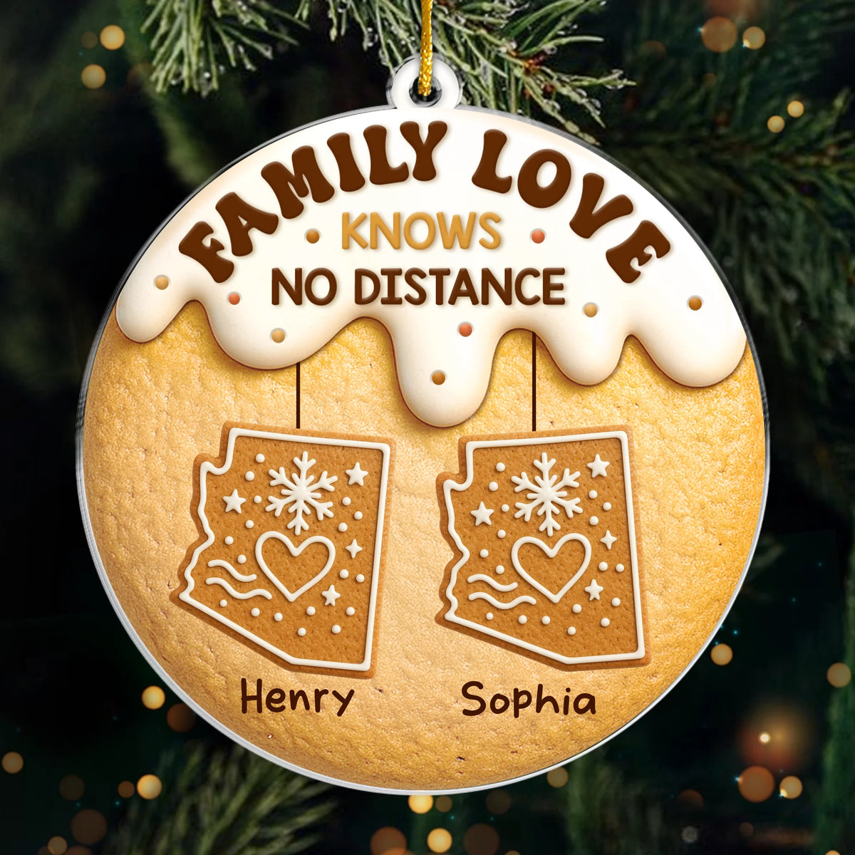 Custom Long Distance Acrylic Ornament - Personalized Christmas Birthday Gifts For Mom, Dad, Kids - Love Connects Every Mile