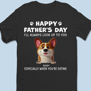 Meilleur papa du monde, surtout à l'heure du dîner - T-shirt unisexe personnalisé pour chien, t-shirt premium, sweat à capuche - Fête des pères, cadeau pour papa, propriétaires d'animaux, amoureux des animaux