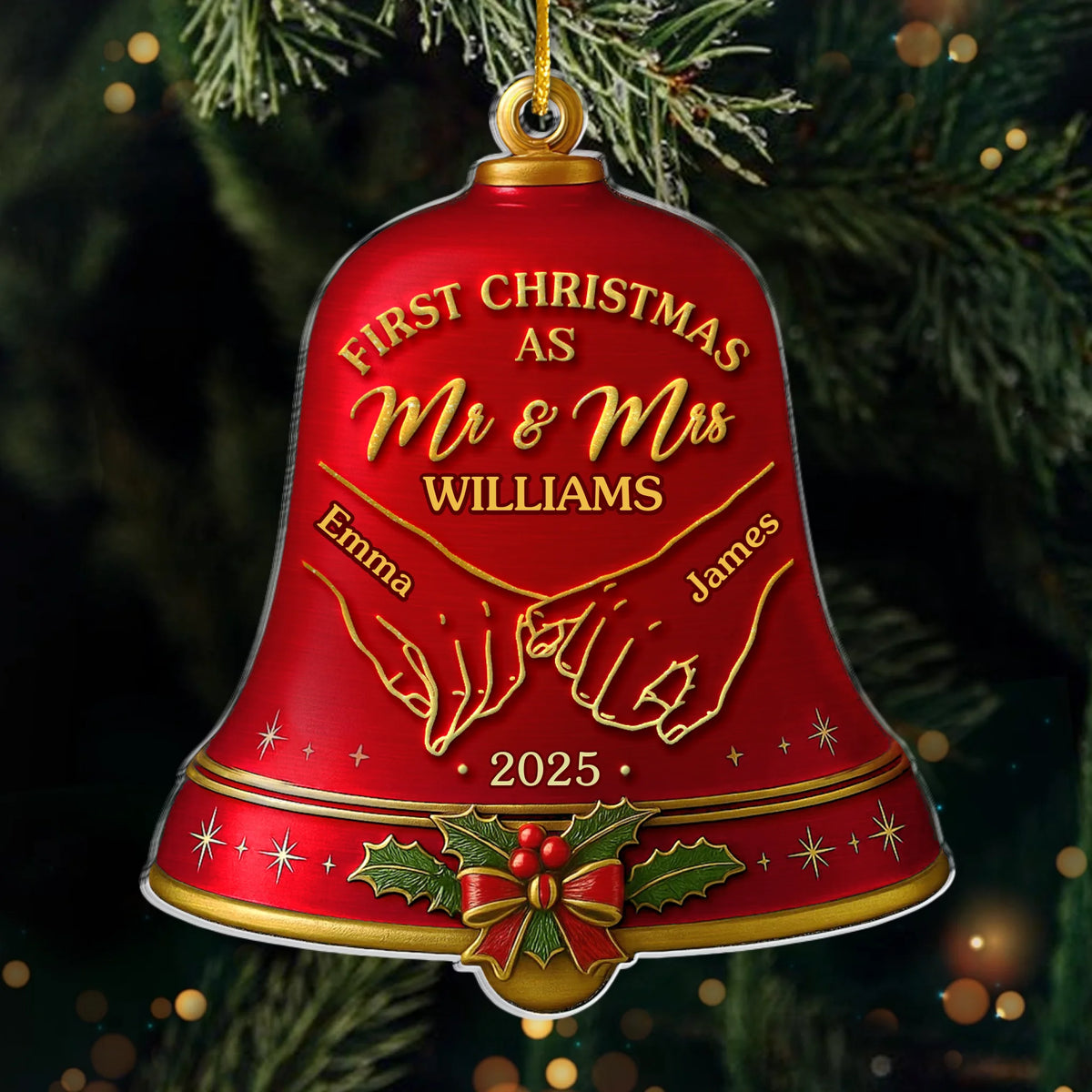 Custom Acrylic Ornament - Personalized Anniversary Christmas Wedding Gifts For Husband And Wife, Him And Her - Together Under The Christmas Bells