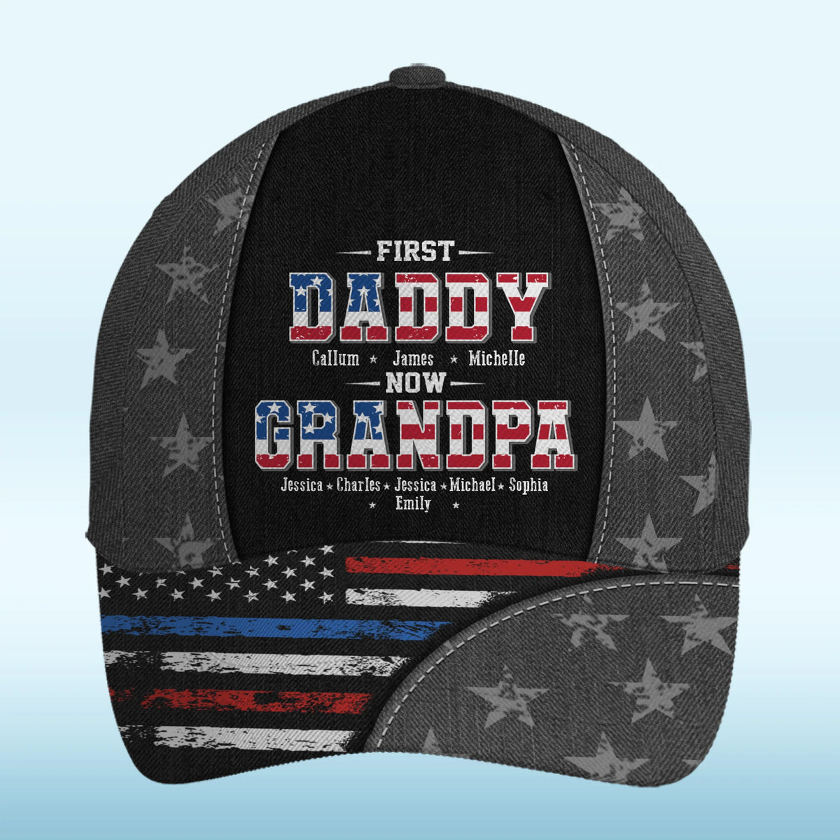Premier papa, maintenant grand-père - Casquette personnalisée familiale, casquette classique à imprimé intégral - Fête des pères, cadeau pour papa, grand-père