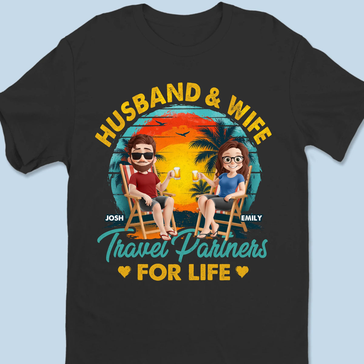 Couples Who Roam Together - Couple Personalized Custom Unisex T-shirt, Premium T-shirt, Hoodie - Summer Vacation Gift For Husband Wife, Anniversary, Travel Lovers
