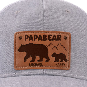 Papa Ours et son Ourson - Chapeau personnalisé en cuir avec patch - Fête des Pères, cadeau pour papa, grand-père