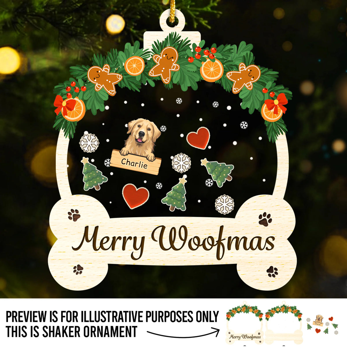Custom 3 Layers Shaker Ornament - Personalized  Christmas Birthday Gifts For Dog Lovers, Dog Dad And Mom - Woofing You A Merry Holiday