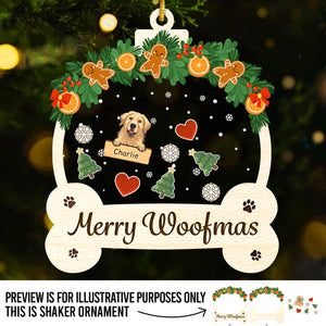 Custom 3 Layers Shaker Ornament - Personalized  Christmas Birthday Gifts For Dog Lovers, Dog Dad And Mom - Woofing You A Merry Holiday