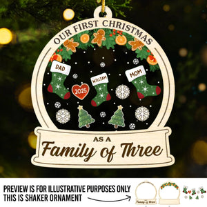 Custom First Christmas 3 Layers Shaker Ornament - Personalized Christmas Birthday Gifts For Mom, Dad, Brother, Sister, Kids - Together Is Our Best Gift