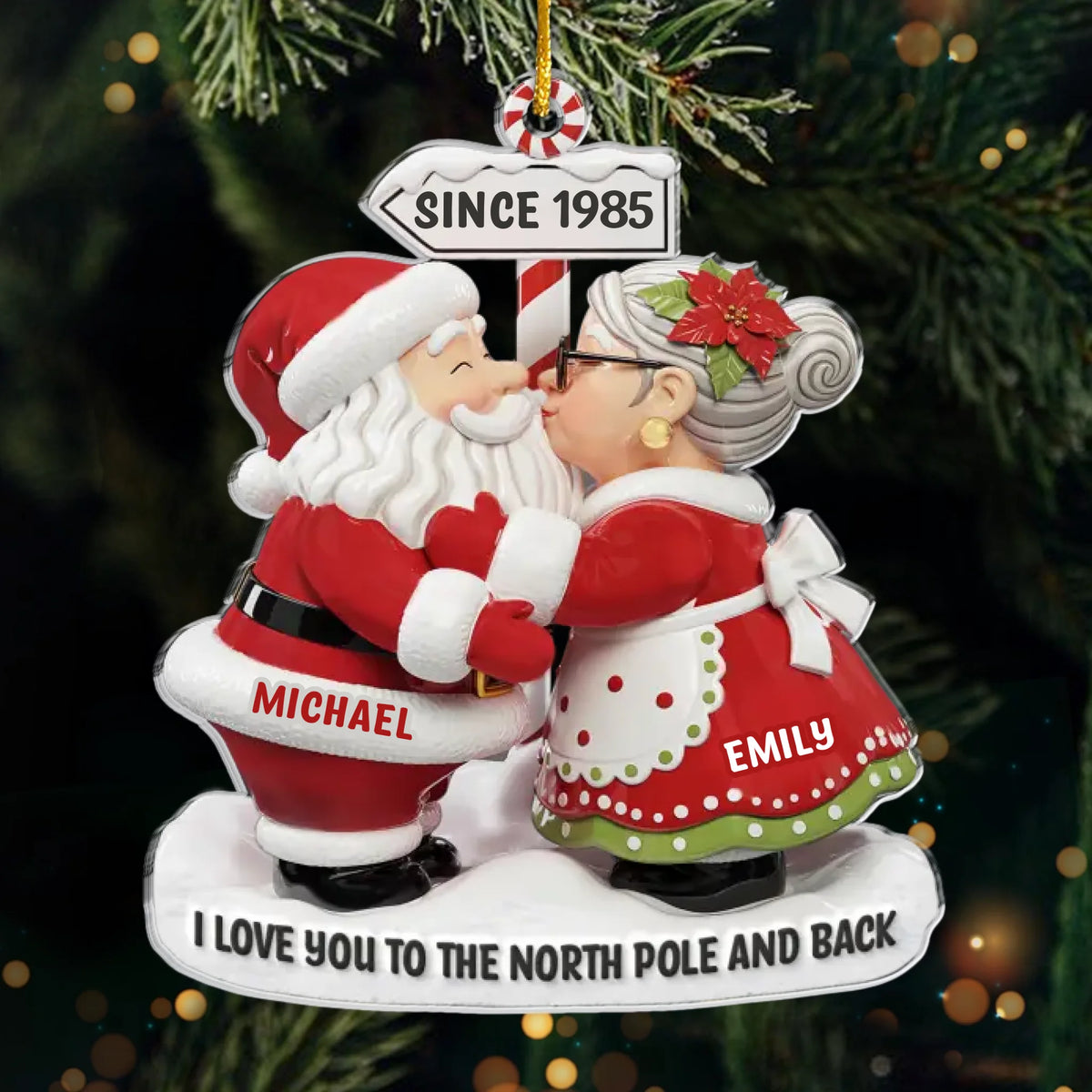 Custom Santa Acrylic Ornament - Personalized Anniversary Christmas Wedding Gifts For Husband And Wife, Him And Her - The Claus Couple Goals
