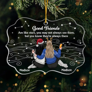 Custom Acrylic Ornament - Personalized Best Friend Christmas Birthday Gifts For Women, Besties, Sisters, BFF - Christmas Shines Brighter With Besties