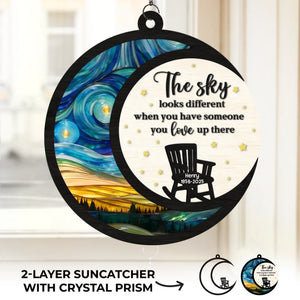 Custom Wood And Acrylic Suncatcher With Crystal Prism - Personalized Memorial Sympathy Gifts For Loss Of Mom, Dad - Forever In Our Loving Hearts