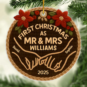Custom Crochet Acrylic Ornament - Personalized Anniversary Christmas Wedding Gifts For Husband And Wife, Him And Her -  From I Do To Merry