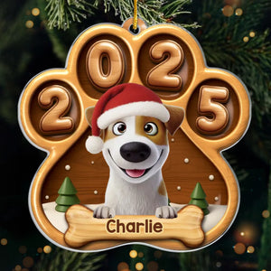 Custom Paw Acrylic Ornament - Personalized Christmas Birthday Gifts For Dog Lovers, Dog Dad And Mom - Puppy Kisses Under The Tree