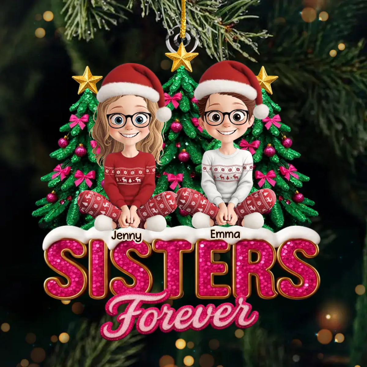 Custom Acrylic Ornament - Personalized Best Friend Christmas Birthday Gifts For Women, Besties, Sisters, BFF - Sleigh Rides And Shared Laughter