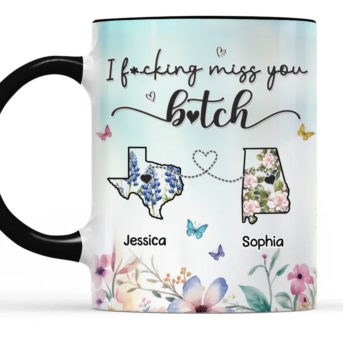 Custom Accent Mug - Personalized Best Friend Birthday Gifts For Women, Besties, Sisters, BFF - Different Places Same Soul