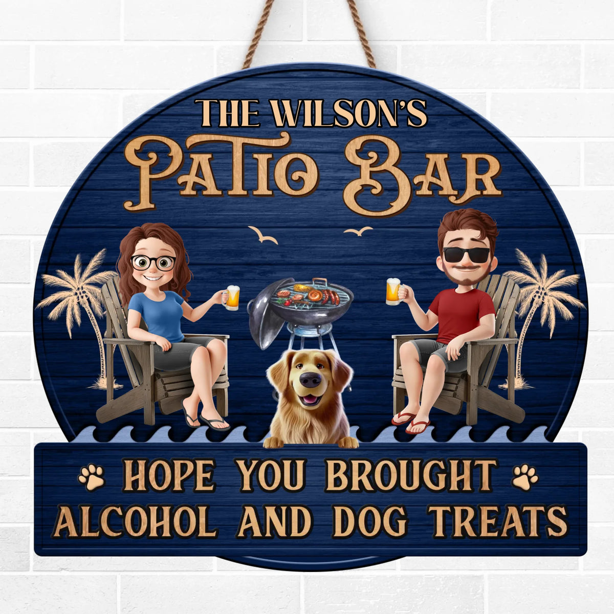Custom Shaped Home Decor Wood Sign - Personalized Anniversary Wedding Gifts For Husband And Wife, Dog Dad And Mom - Good Vibes And Cold Drinks