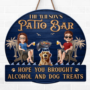 Custom Shaped Home Decor Wood Sign - Personalized Anniversary Wedding Gifts For Husband And Wife, Dog Dad And Mom - Good Vibes And Cold Drinks