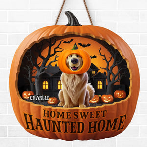 Custom Wood Sign - Personalized Halloween Birthday Gifts For Dog Cat Lovers, Dog Dad And Mom, Cat Owners - Spooky Vibes, Furry Tribe