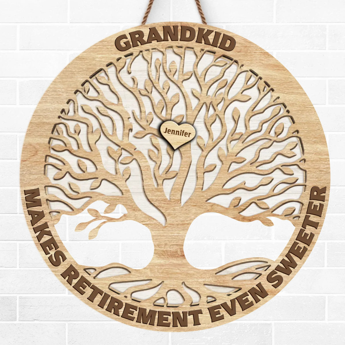 Grandkid Makes Retirement Even Sweeter - Personalized Shaped Wood Sign - Gift For Mom, Grandma