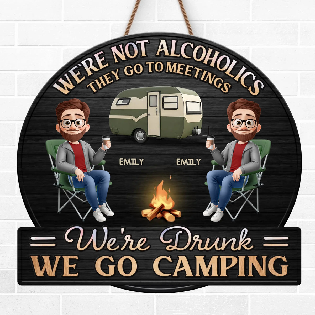 Camp, Chill, Repeat - Panneau en bois personnalisé pour décoration d'intérieur - Cadeau de pendaison de crémaillère pour meilleurs amis, BFF, amateurs de camping