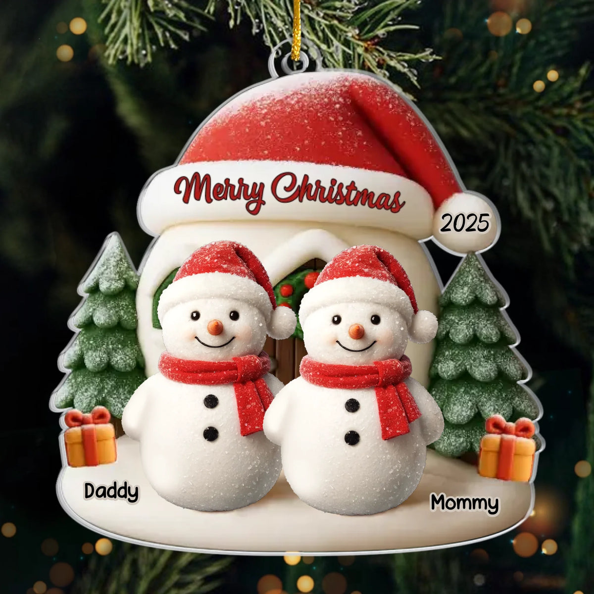 Custom Snowman Acrylic Ornament - Personalized Christmas Birthday Gifts For Mom, Dad, Brother, Sister, Kids - Love Grows In Our Circle