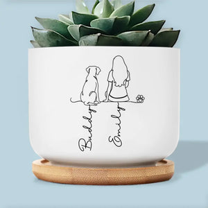 Custom Home Decor Ceramic Plant Pot - Personalized Birthday Gifts For Dog Cat Lovers, Dog Dad And Mom, Cat Owners - Plant Love Grow Happiness