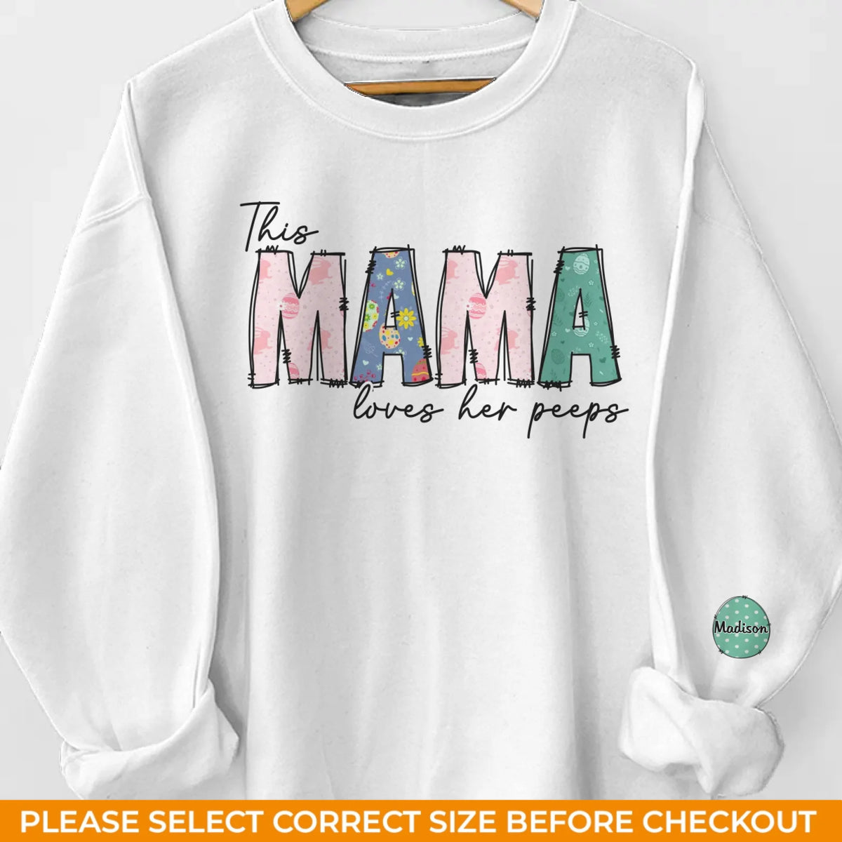 L'amour de cette maman est spécial Eggstra - Sweat-shirt unisexe personnalisé pour la famille, sweat à capuche avec motif sur la manche - Cadeau de Pâques pour maman, grand-mère