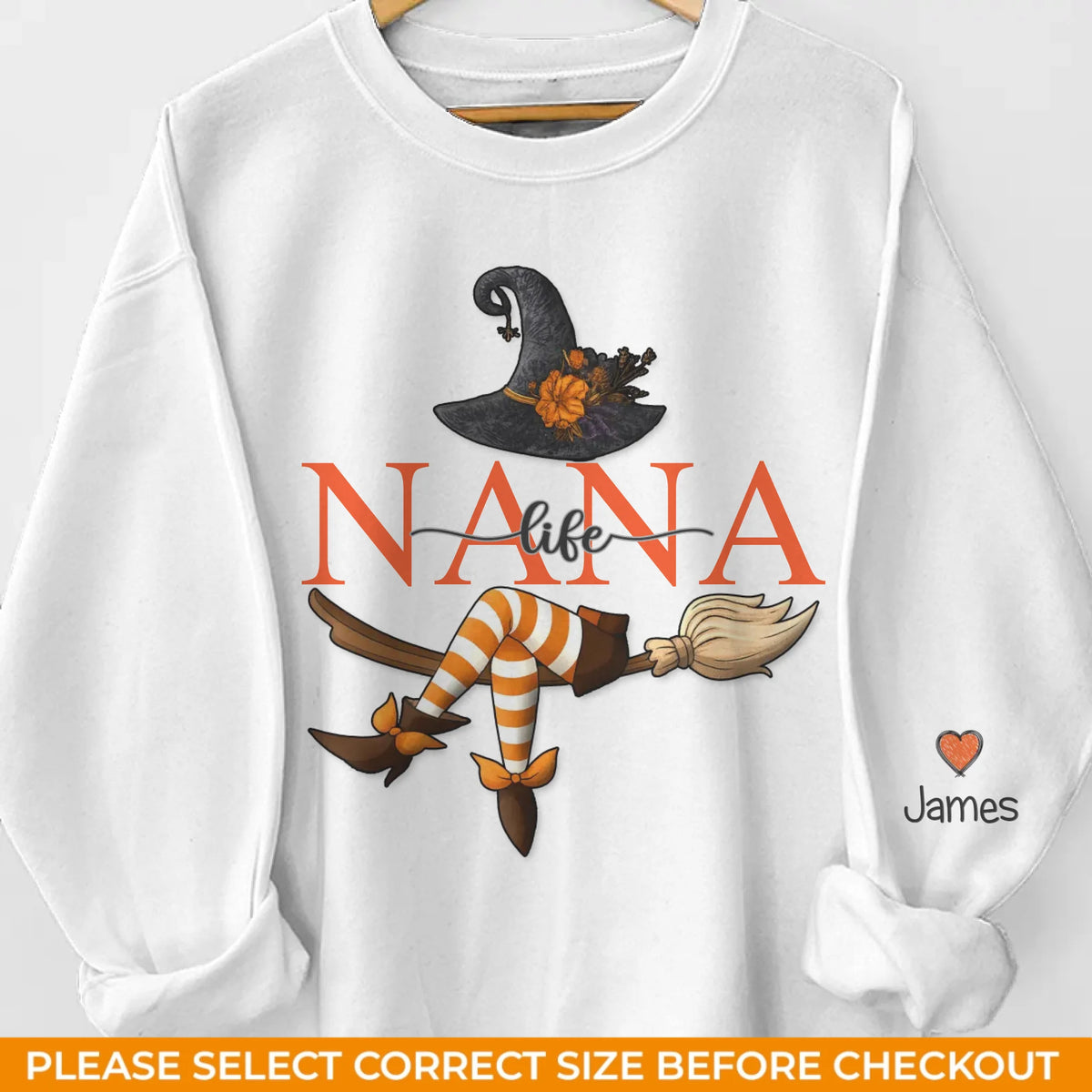 Sweat-shirt unisexe personnalisé, sweat à capuche avec motif sur la manche - Cadeaux d'anniversaire d'Halloween personnalisés pour maman et grand-mère - Un plaisir envoûtant avec une grand-mère sorcière