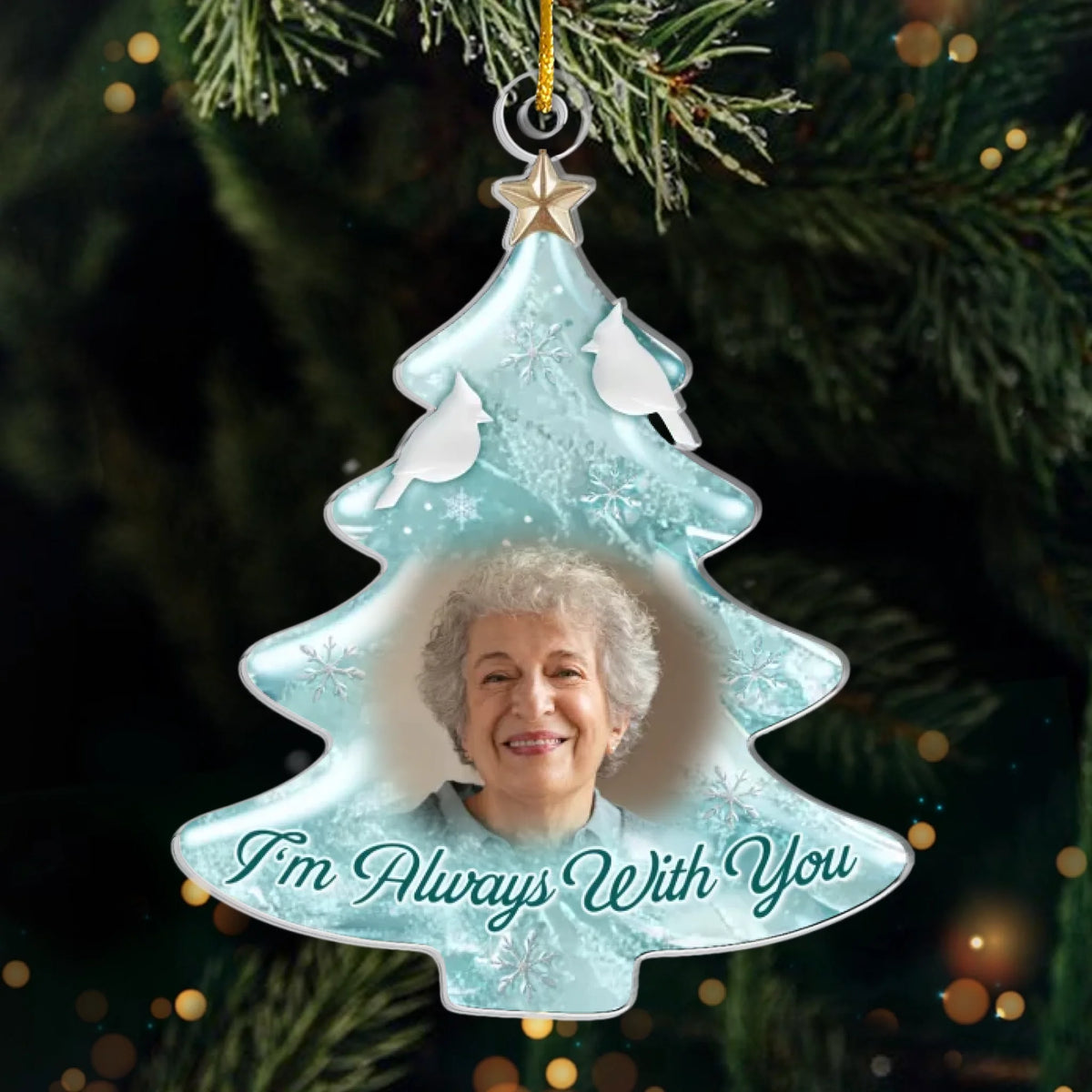 Custom Photo Acrylic Ornament - Personalized Christmas Memorial Sympathy Gifts For Loss Of Mom, Dad - Always Loved Always Remembered Forever