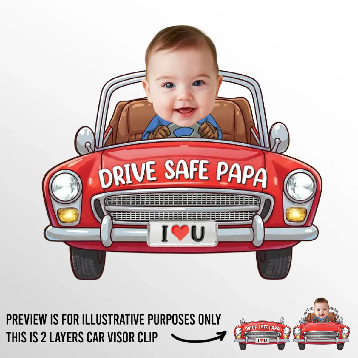 Custom Photo Car Visor Clip - Personalized Birthday Gifts For Dad, Grandpa - Carry My Love With You