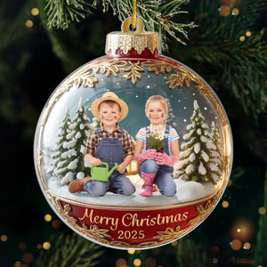 Custom Photo Acrylic Ornament - Personalized Christmas Birthday Gifts For Kids - Growing Love In A Winter Wonderland