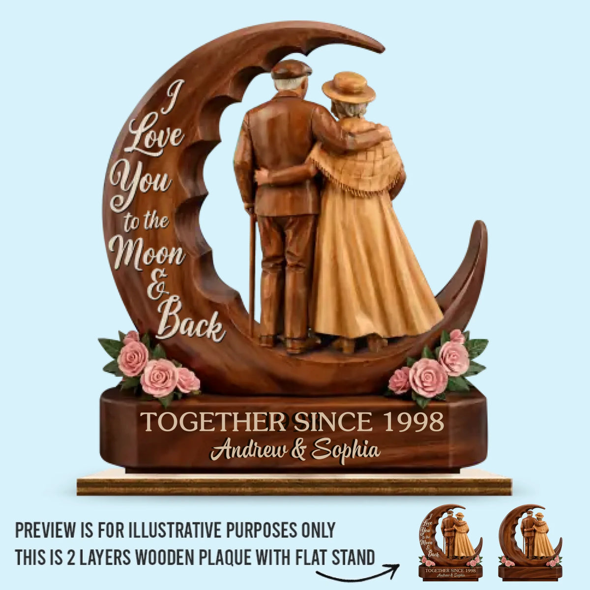 Custom 2-Layered Wooden Plaque - Personalized Anniversary Wedding Gifts For Husband And Wife, Him And Her - You Make My World Calm