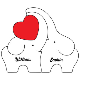 Custom Elephant Shaped Wooden Art Puzzle - Personalized Anniversary Wedding Gifts For Husband And Wife, Him And Her - Love The Way We Are Together