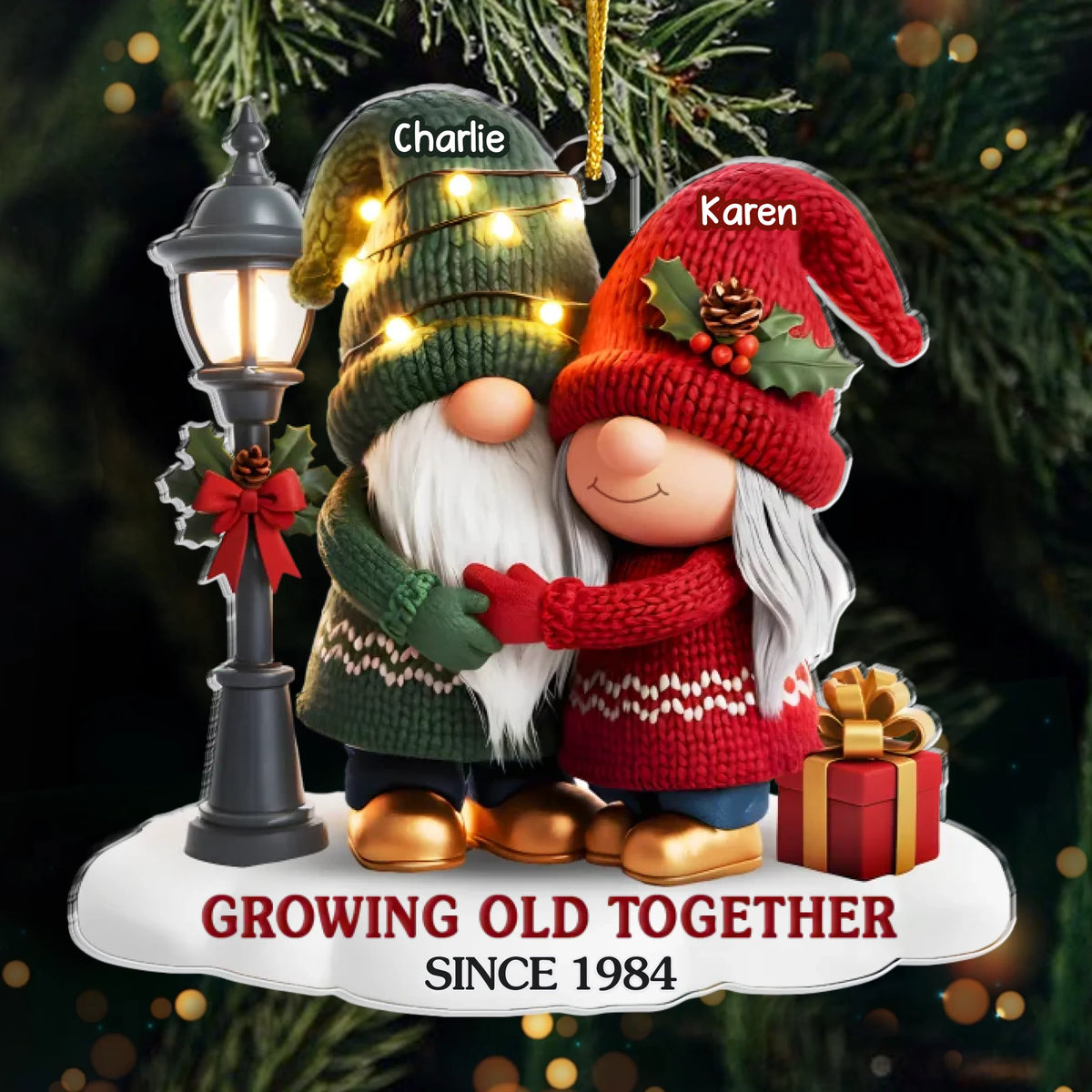 Custom Gnome Acrylic Ornament - New Arrival, Personalized Anniversary Christmas Wedding Gifts For Husband And Wife, Him And Her - Our Story Continues AMZ