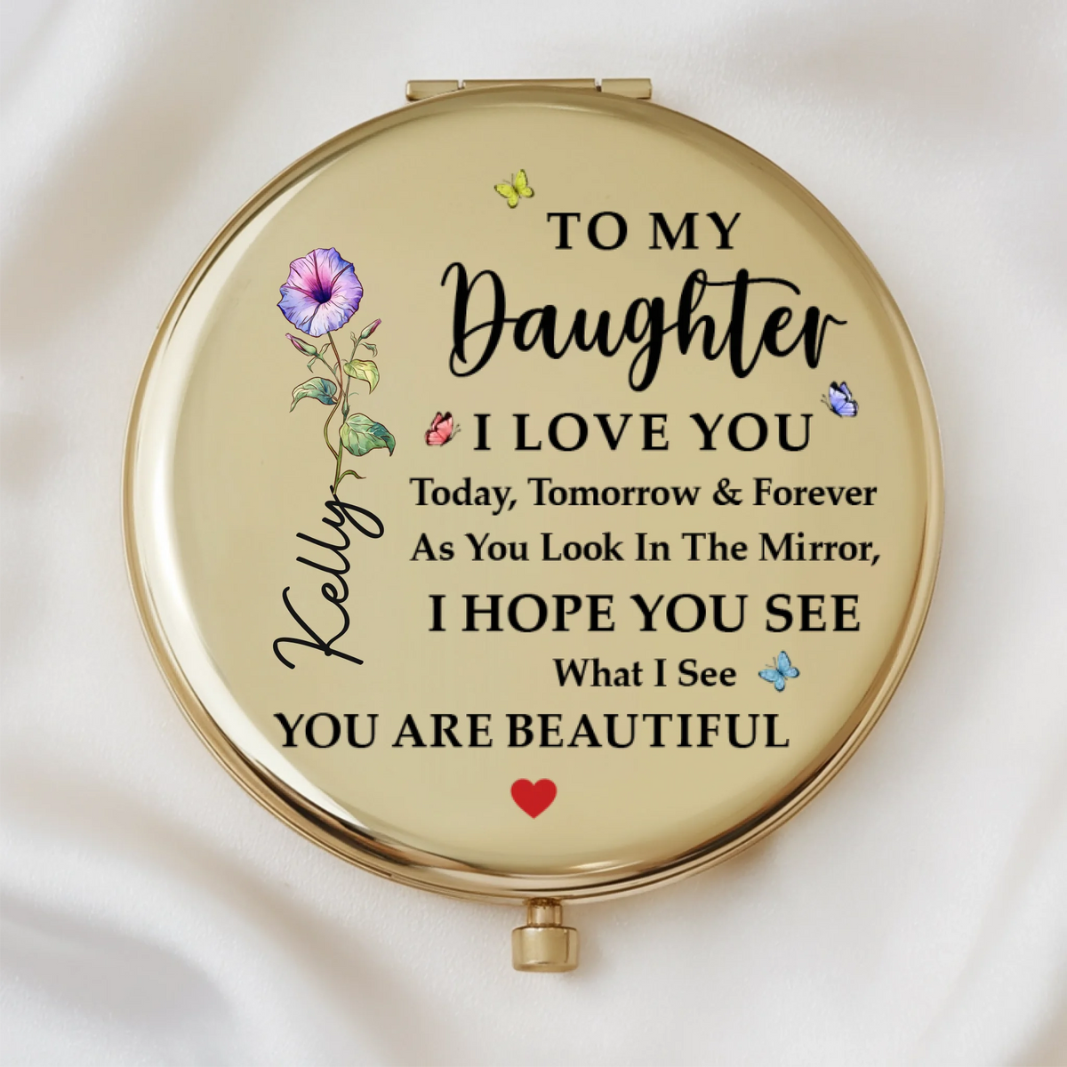Custom Compact Mirror - Personalized Birthday Gifts For Daughter - Always My Little Girl