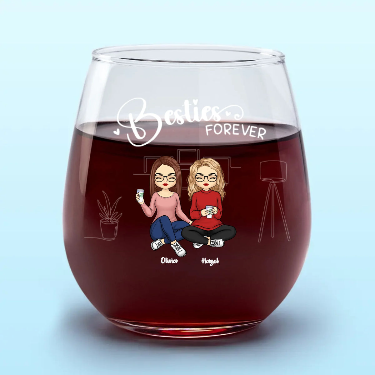 Meilleurs amis et bières - Verre à vin personnalisé pour meilleur ami - Cadeau pour meilleures amies, meilleures amies, sœurs