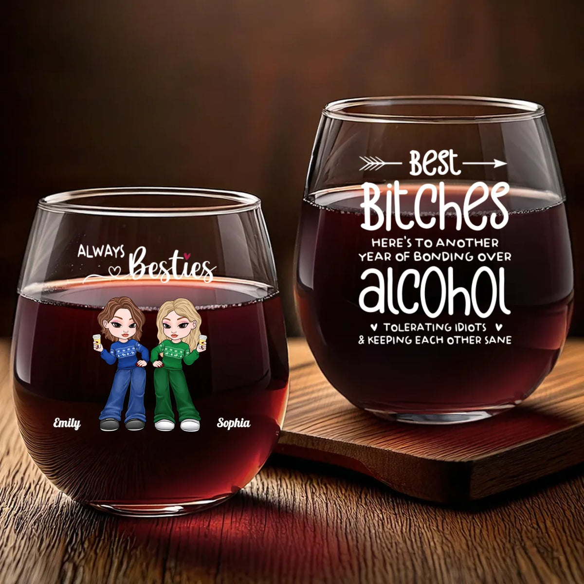 In Squad We Trust - Verre à vin personnalisé Bestie - Cadeau pour meilleures amies, meilleures amies, sœurs