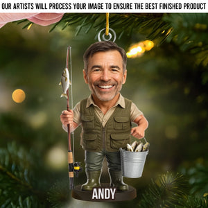 Custom Photo Acrylic Ornament - Personalized Christmas Birthday Fishing Gifts For Fisherman - Master Angler