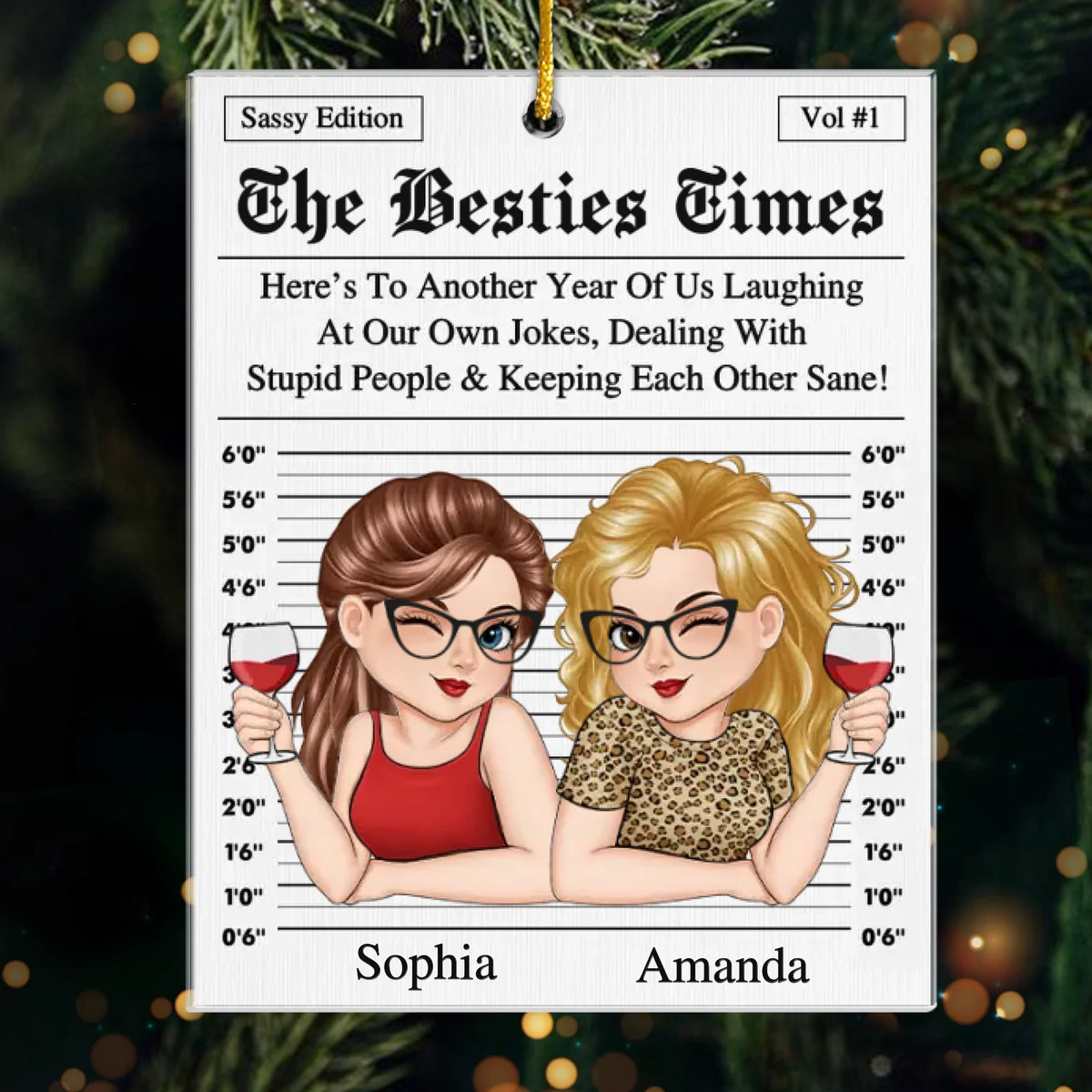 Custom Acrylic Ornament - Personalized Christmas Best Friend Birthday Gifts For Women, Besties, Sisters, BFF - Together, No Matter The Weather