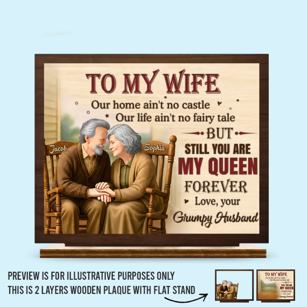 Custom 2-Layered Wooden Plaque - Personalized Anniversary Wedding Gifts For Husband And Wife, Him And Her - Our Love Stays Steady