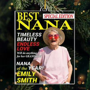 Custom Photo Magazine Acrylic Ornament - Personalized Christmas Birthday Gifts For Grandma - Where Grandma Is Joy Follows